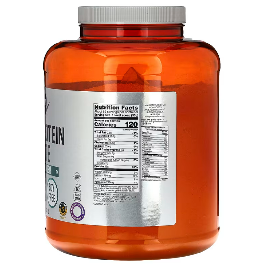 NOW Foods Sports Whey Protein Isolate Creamy Chocolate 5 lbs